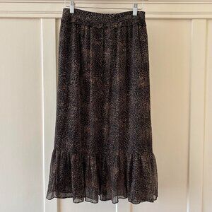 Romantic Boho Leopard Print Midi Skirt Walter Baker MEDIUM